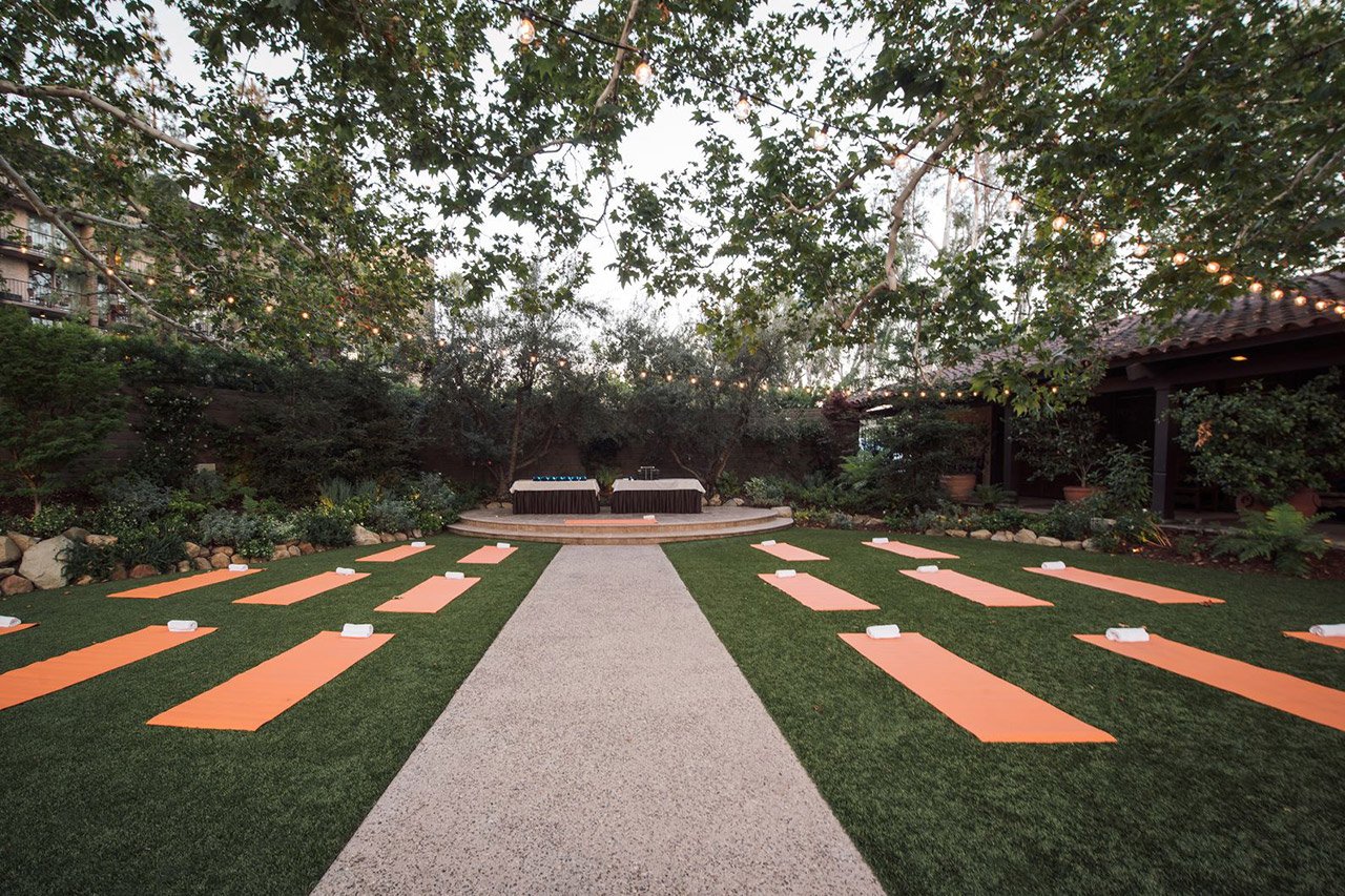 Yoga mats on lawn