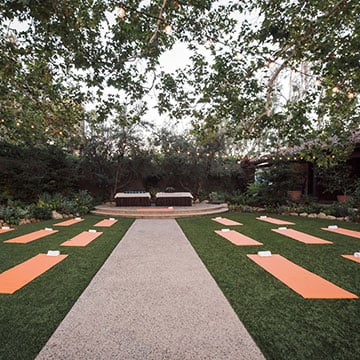 Yoga mats on lawn