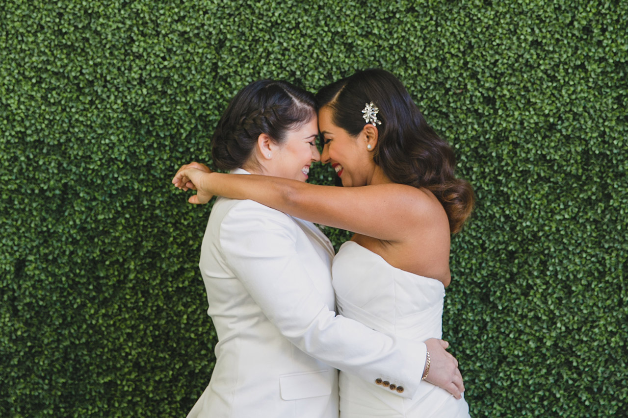 A couple embracing