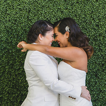 A couple embracing