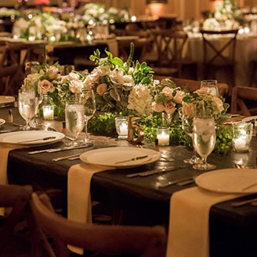 Wedding reception dining setup