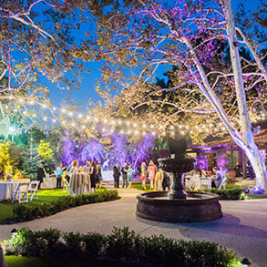 Outdoor party with fountain